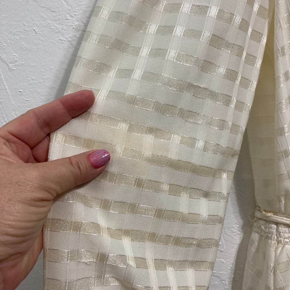 Vintage Sally Petite Knee Length Dress Sheer Coquette Fairy Unlined Cream Dainty - Picture 11 of 11